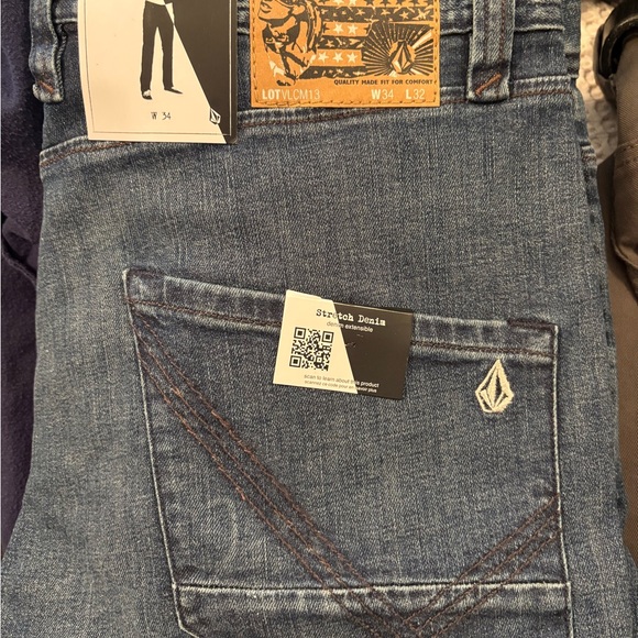 Volcom Men's Dark Blue Slim Straight Jeans - Picture 2 of 9